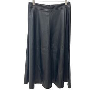Banana Republic Faux Leather Midi Skirt Women 2 Black NWT Party Night Out Career